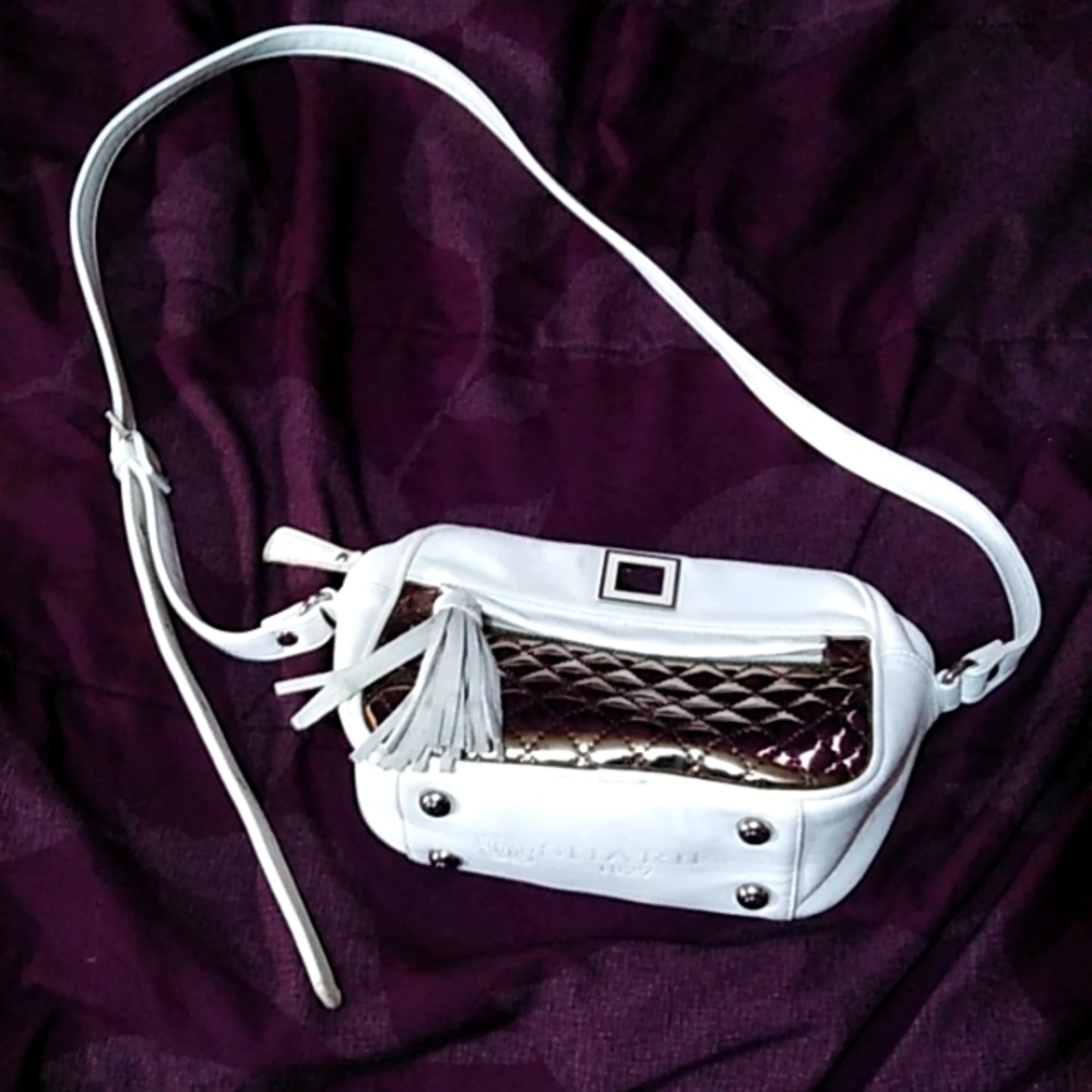 Small white and gold Sharif crossbody purse